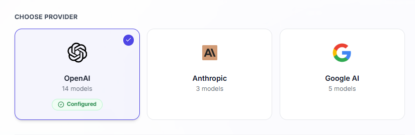 Choose AI provider