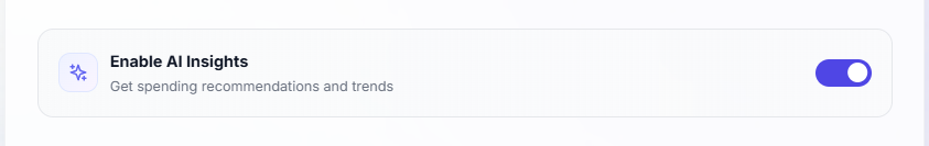 Enable/disable AI insights toggle