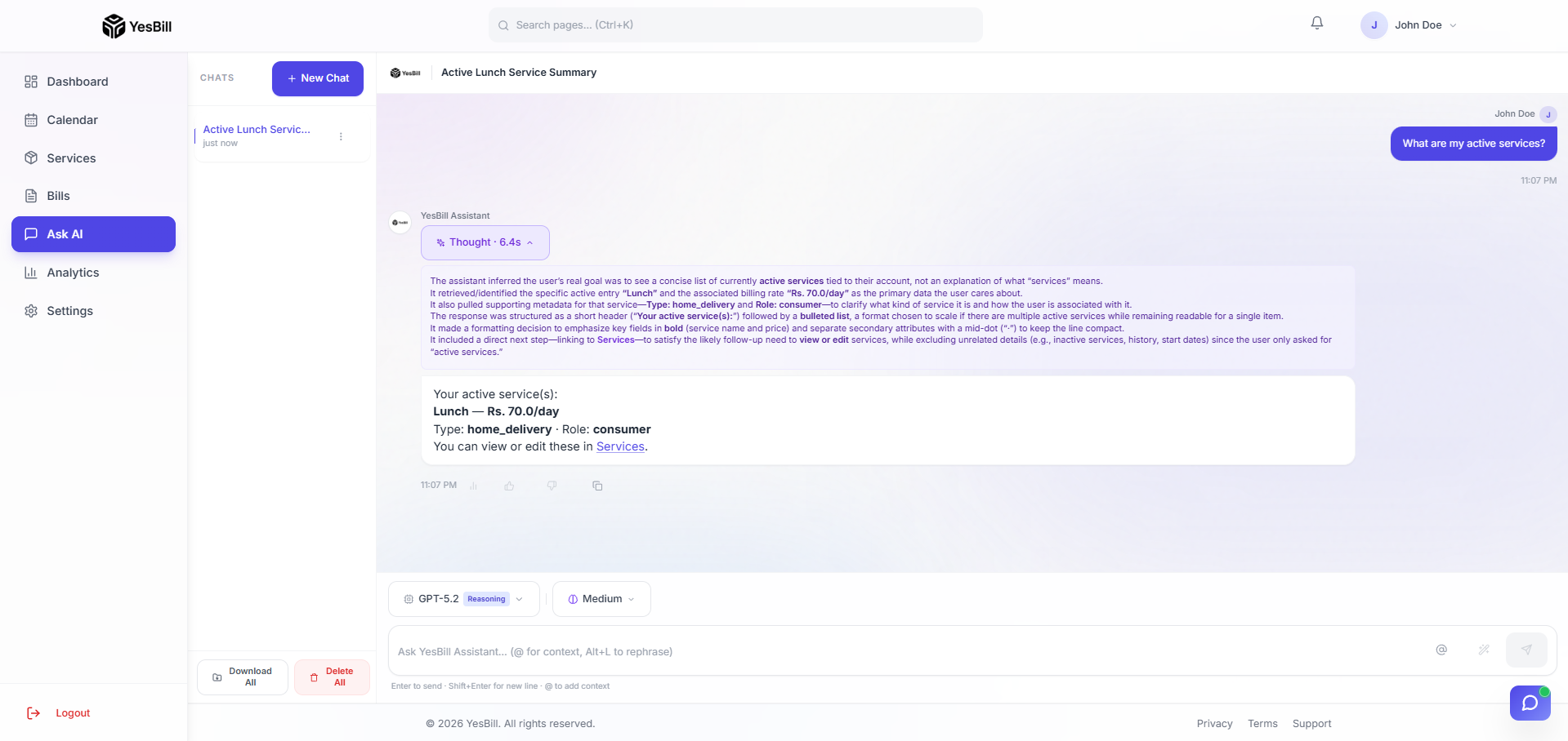Ask AI conversation in action