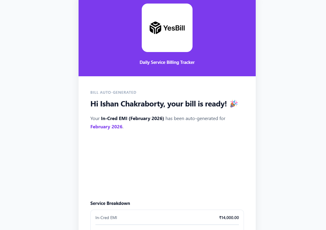 Auto-generated bill notification email