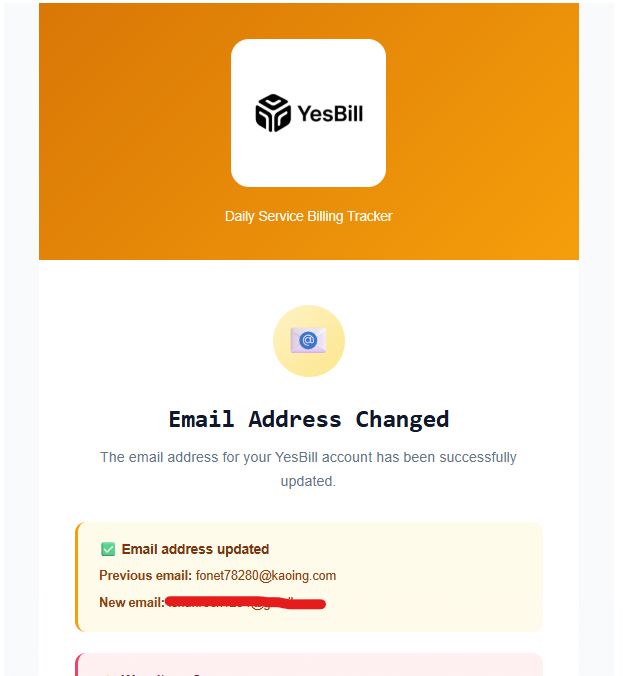 Confirmation email sent to old address
