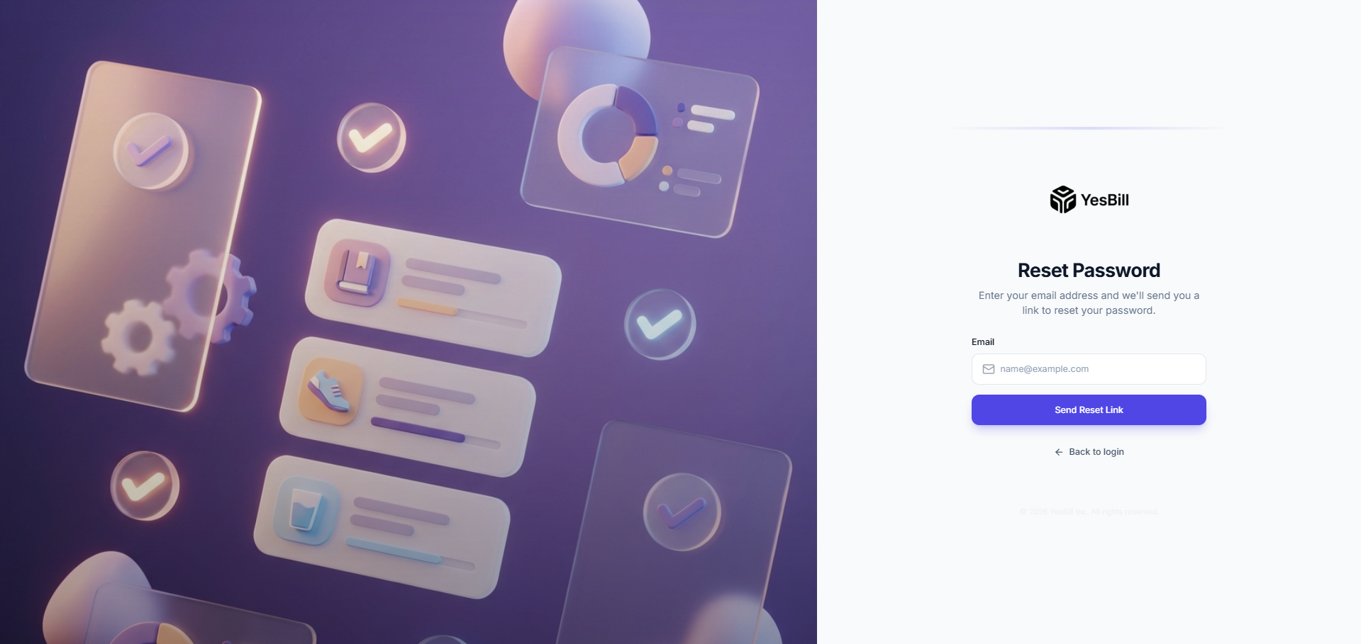 Forgot password screen – confirmation