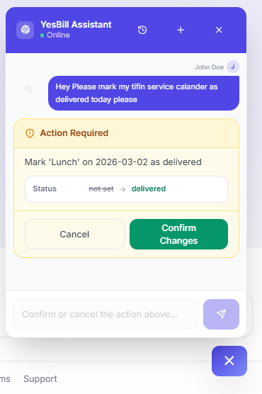 AI agent action confirmation