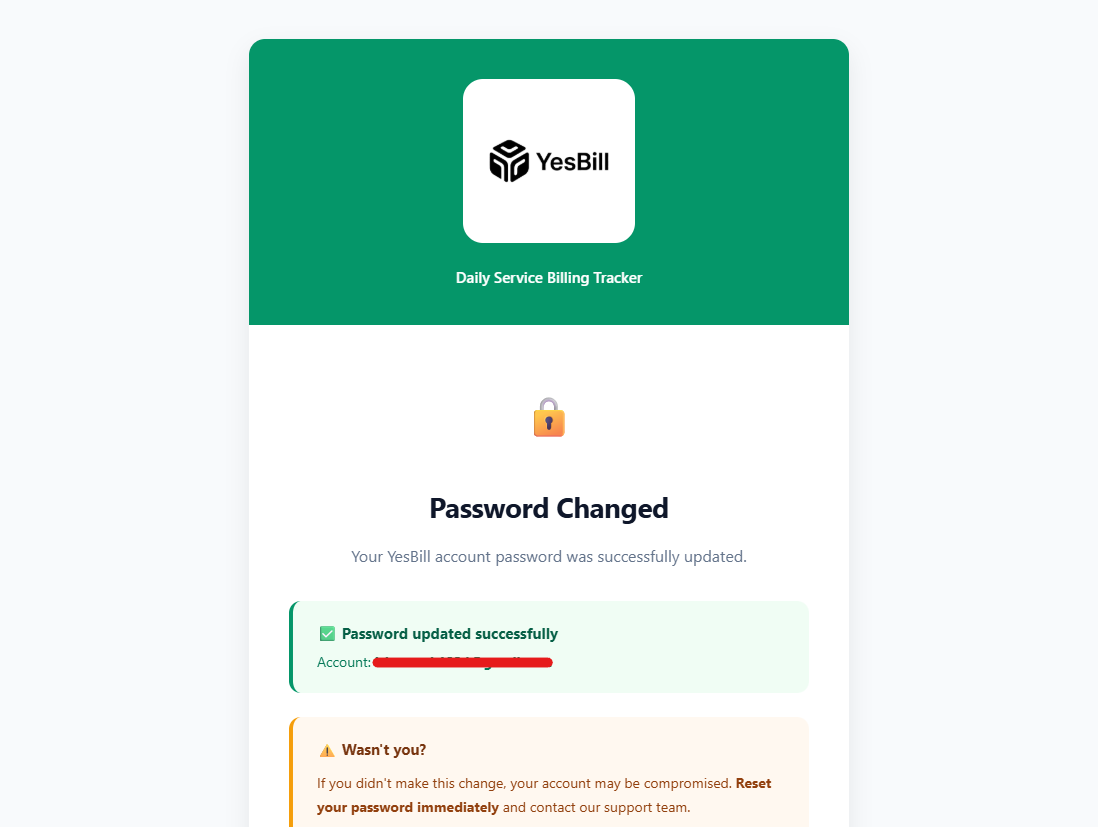 Password changed confirmation email
