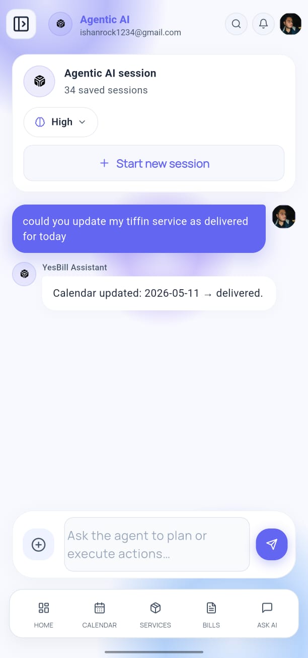 Agentic AI chat screen