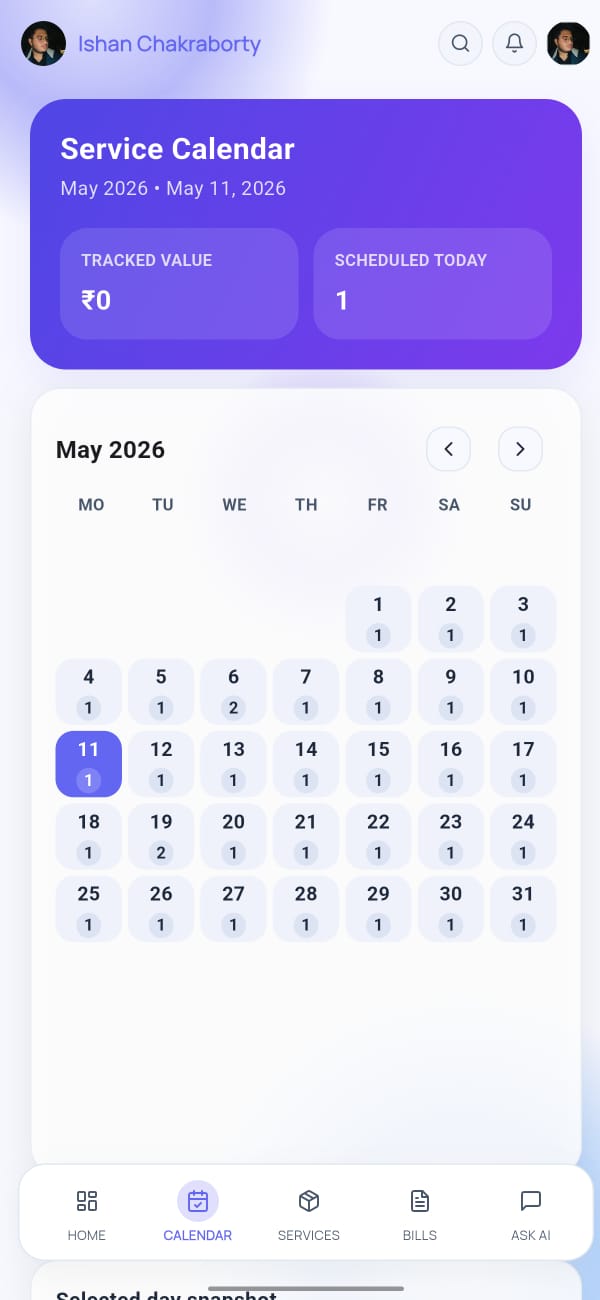 Calendar screen