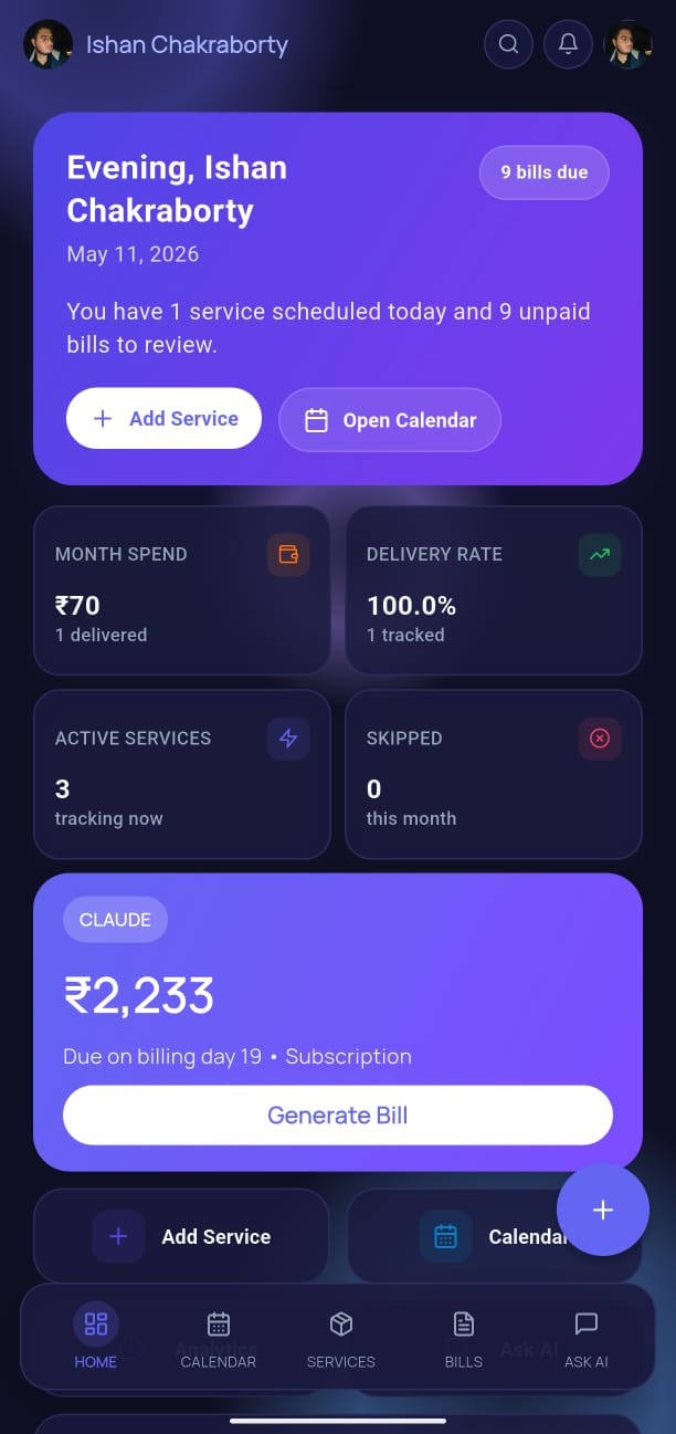 Dashboard in dark mode