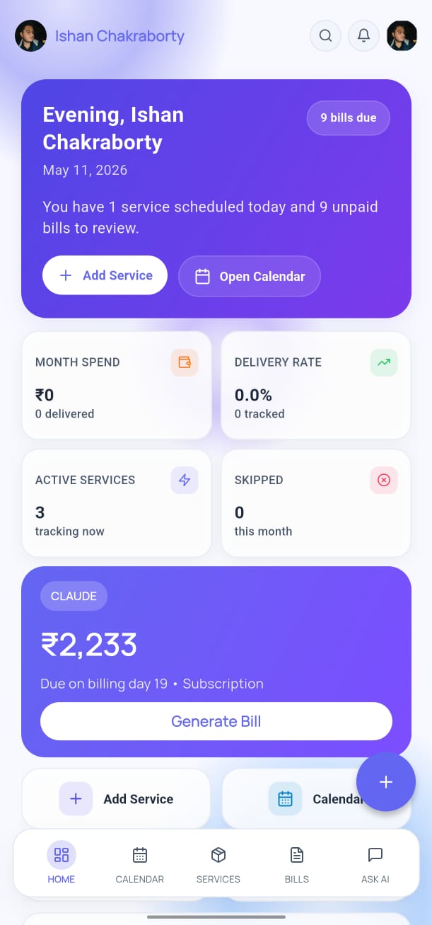 Dashboard screen