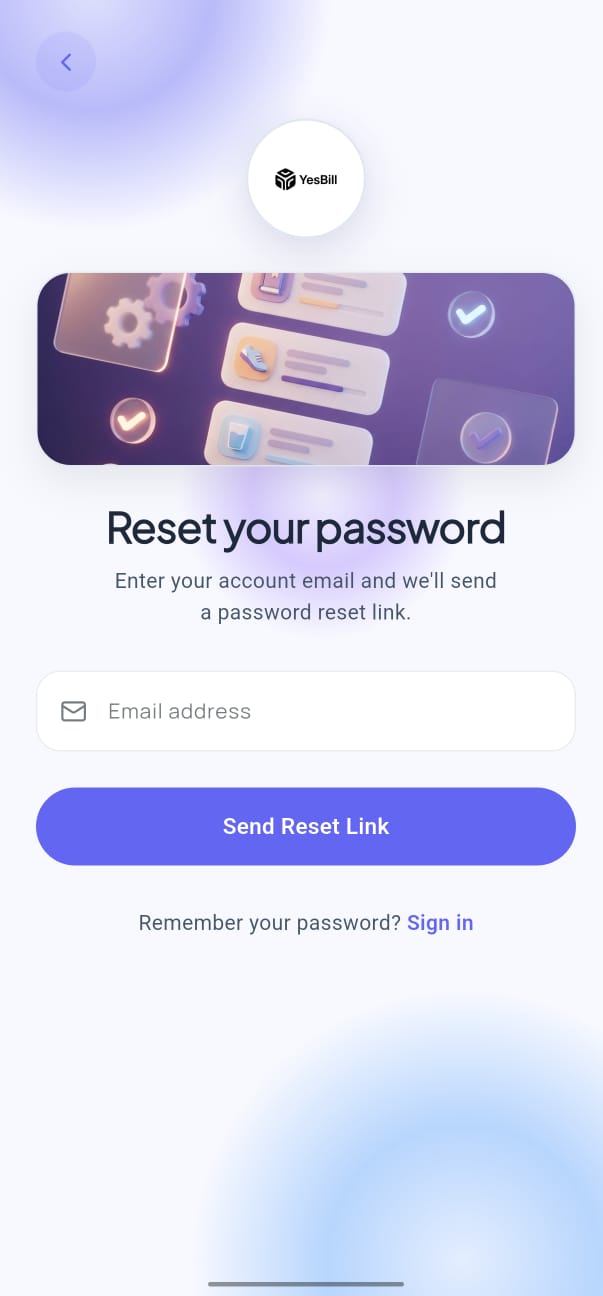 Forgot password screen