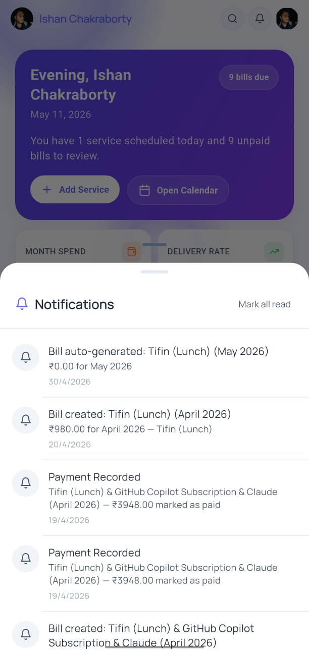 Notifications screen