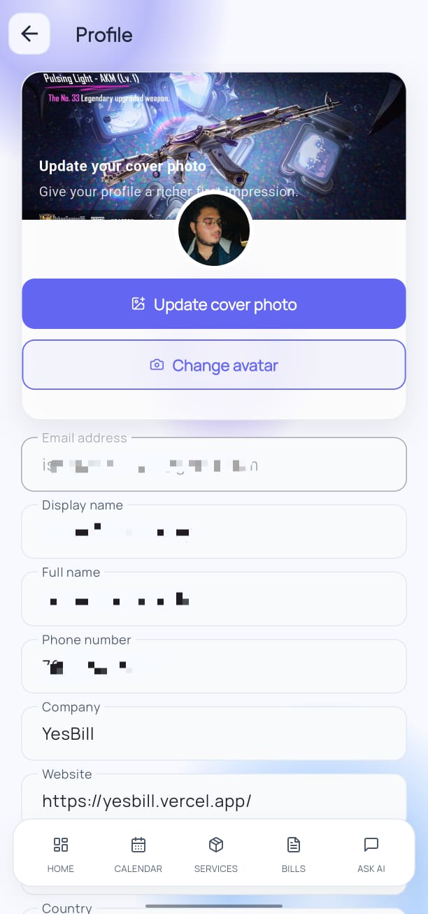 Profile setup during onboarding