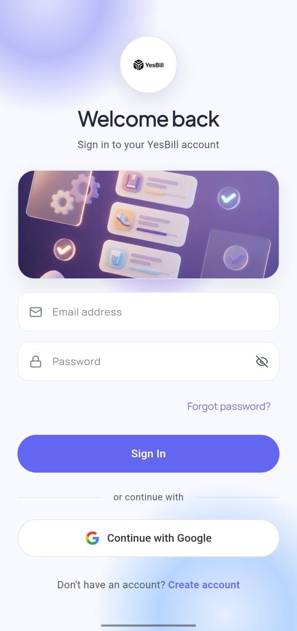 Login screen